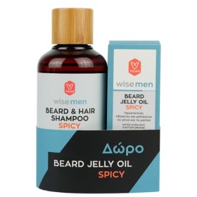 VICAN ΠΑΚΕΤΟ WISE MEN BEARD & HAIR SPICY ΣΑΜΠΟΥΑΝ 200ml + ΔΩΡΟ BEARD JELLY OIL SPICY 30ml