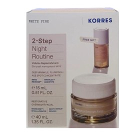 KORRES WHITE PINE 2 STEP NIGHT ROUTINE RESTORATIVE OVERNIGHT FACIAL 50mL +  VOLUME REPLENISHMENT SER