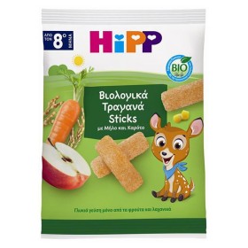 HIPP BIO ΤΡΑΓΑΝΑ STICKS ΜΕ ΜΗΛΟ & ΚΑΡΟΤΟ