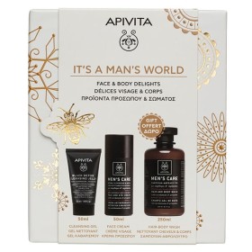 APIVITA ITS A MANS WORLD FACE CREAM 50mL & ΔΩΡΟ HAIR - BODY WASH 250mL & ΔΩΡΟ CLEANSING GEL BLACK 
