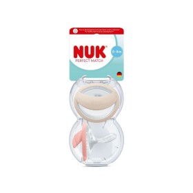 NUK ΨΕΥΔΟ/ΤΡΟ ΣΙΛΙΚ.PERFECT MATCH ΜΕΓ.1 2/ΤΕΜ ΘΗΚΗ BEIGE/RED