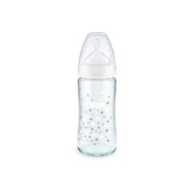 NUK ΜΠΙΜΠΕΡΟ F.C. PLUS ΓΥΑΛΙΝΟ 240ML (ΣΙΛΙΚΟΝΗ) TEMP. CONTROL ΑΣΠΡΟ