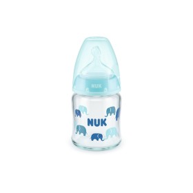 NUK ΜΠΙΜΠΕΡΟ F.C.PLUS ΓΥΑΛΙΝΟ 120ml (ΣΙΛΙΚ.) TEMP.CONTROL ΜΠΛΕ