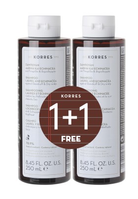 KORRES ΣΑΜΠΟΥΑΝ ΓΙΑ ΠΙΤΥΡΙΔΑ & ΞΗΡΟΔΕΡΜΙΑ ΜΕ ΔΑΦΝΗ ΚΑΙ ΕΧΙΝΑΚΕΙΑ 1+1