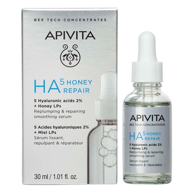 APIVITA HA5 HONEY REPAIR 5 HYALURONIC ACIDS 2%+HONEY LPS SERUM 30ML