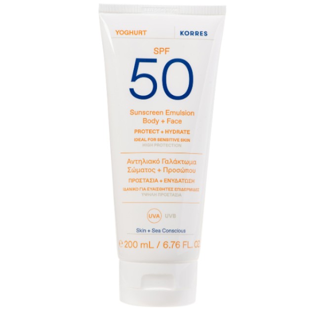 KORRES ΑΝΤΗΛΙΑΚΟ ΓΑΛΑΚΤΩΜΑ YOGHURT ΠΡΟΣΩΠΟ & ΣΩΜΑ SPF50 200ML