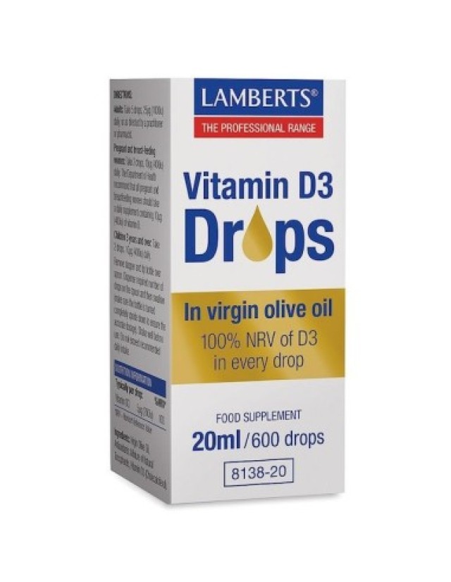 LAMBERTS VITAMIN D3 DROPS 20ML/600DROPS  