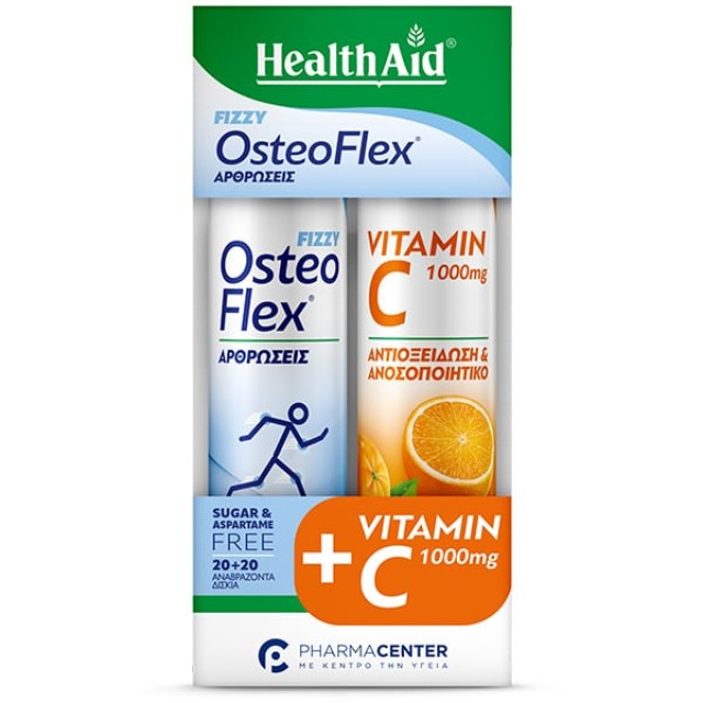 HEALTH AID PROMO OSTEOFLEX FIZZY 20 ΑΝΑΒΡΑΖΟΝΤΑ ΔΙΣΚΙΑ & ΔΩΡΟ VIT C 1000MG 20TABS