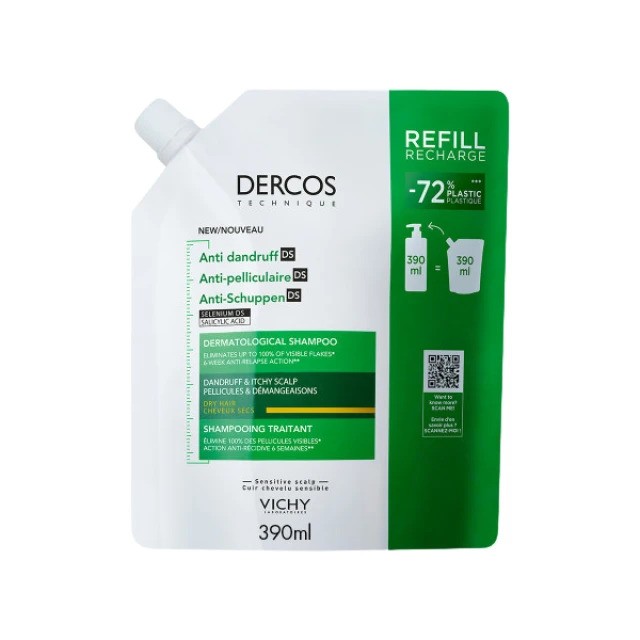 VICHY DERCOS ANTI DANDRUFF DRY HAIR REFILL 390ml   