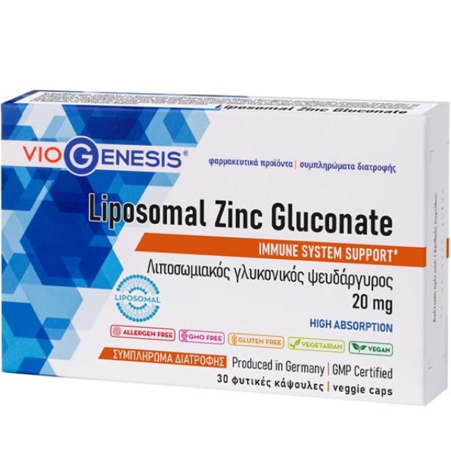 VIOGENESIS LIPOSOMAL ZINC GLUCONATE 20 MG 30 CAPS