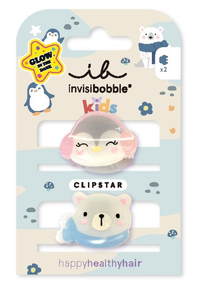 INVISIBOBBLE CLIPSTAR GLOW KIDS POLAR FRIENDS 2PC