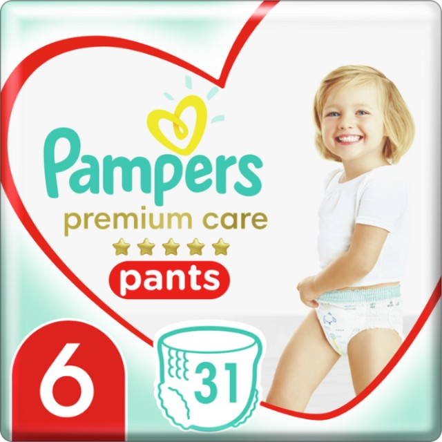 PAMPERS PREMIUM CARE PANTS ΜΕΓΕΘΟΣ 6 15KG+ x31 ΠΑΝΕΣ