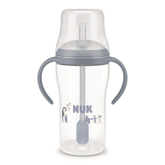 NUK PERFECT MATCH ΕΚΠΑΙΔΕΥΤΙΚΟ ΜΠΙΜΠΕΡΟ ΜΕ ΚΑΛΑΜΑΚΙ ΣΙΛΙΚΟΝΗΣ PENGUIN 8m+ 260ML