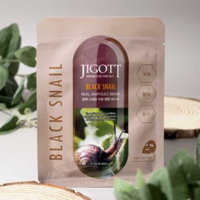 JIGOTT BLACK SNAIL REAL AMPOULE MASK 1PIECE