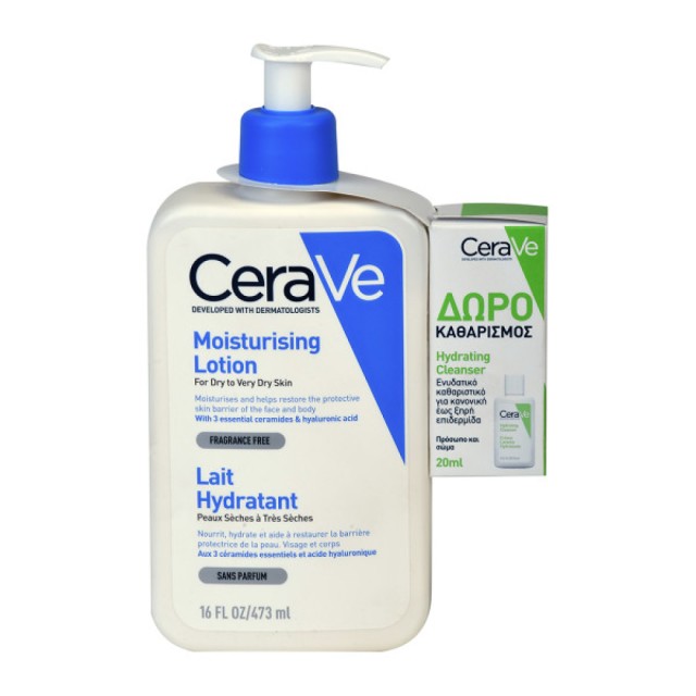 CERAVE MOISTURISING LOTION 473ml +HYDRATING CLEANSER 20ml