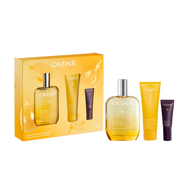 CAUDALIE SET SOLEIL DES VIGNES OIL ELIXIR 100ml & SHOWER GEL 50ml & PREMIER CRU EYE CREAM 5ml