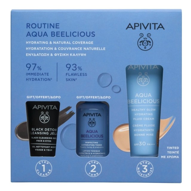APIVITA ΠΑΚΕΤΟ AQUA BEELICIOUS ROUTINE HEALTHY GLOW HYDRATING FLUID CREAM SPF 30 & ΔΩΡΟ AQUA BEELICI