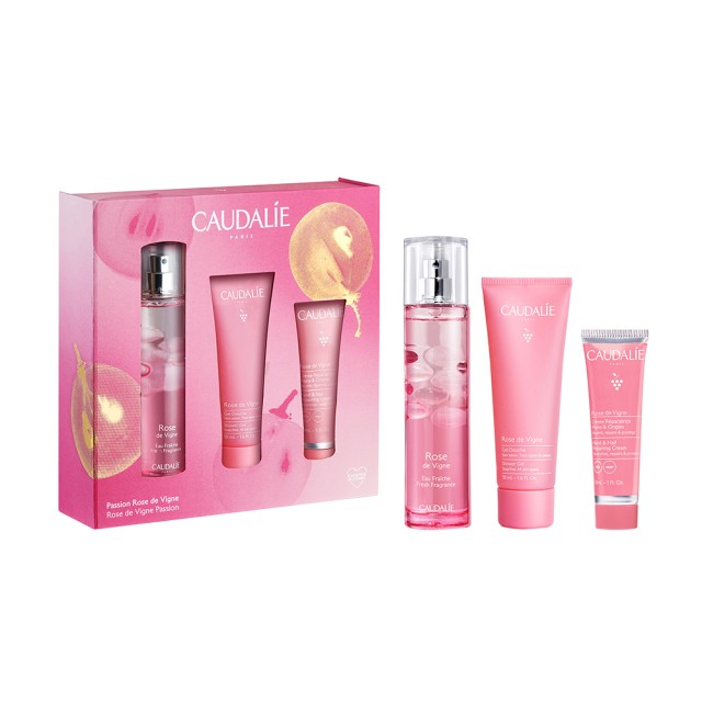 CAUDALIE SET ROSE DE VIGNE PASSION FRESH FRAGRANCE 50ml & ΔΩΡΟ SHOWER GEL 50ml & HAND&NAIL CREME 30m