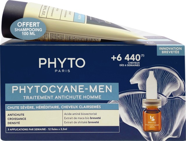 PHYTO ΠΑΚΕΤΟ PHYTOCYANE-MEN ANTI-HAIR LOSS TREATMENT FOR MEN x12 VIALS + PHYTOCYANE MEN SHAMPOO 100m