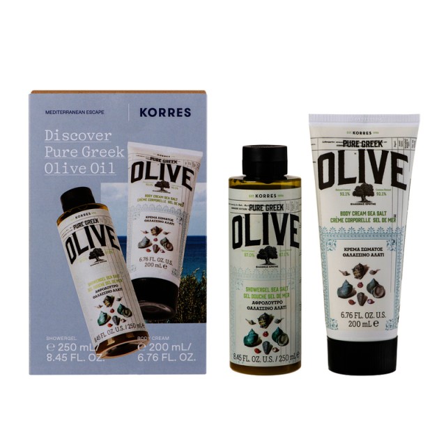 KORRES ΣΕΤ OLIVE ΘΑΛΑΣΣΙΝΟ ΑΛΑΤΙ ΑΦΡΟΛΟΥΤΡΟ 250ml & ΚΡΕΜΑ ΣΩΜΑΤΟΣ 200ml 