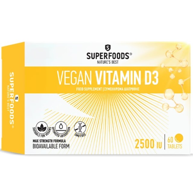 SUPERFOODS VIT D3 2500IU (VEGAN) 60TABS