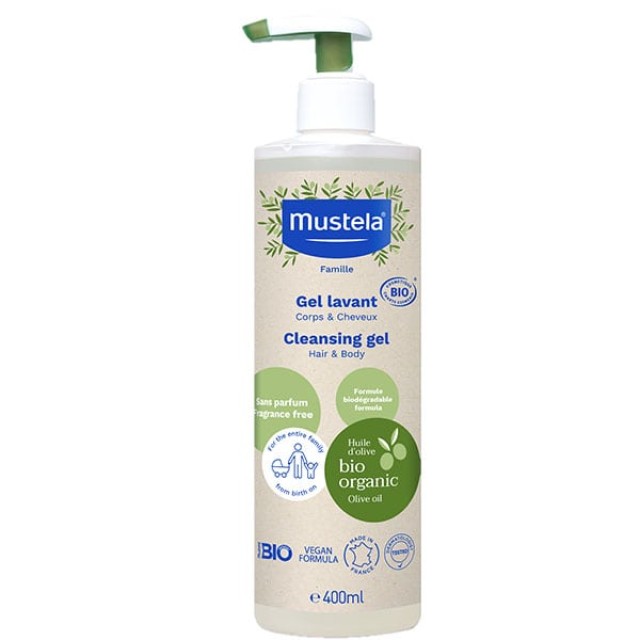 MUSTELA ORGANIC CLEANSING GEL WITH OLIVE OIL & ALOE 400ML