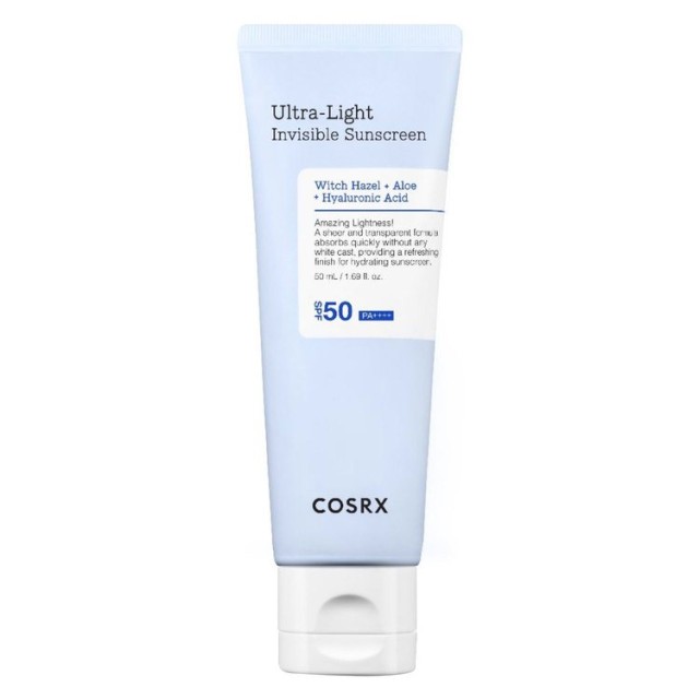 COSRX ULTRA LIGHT INVISIBLE SUNSCREEN SPF50+ 50ML- SUPER ΛΕΠΤΟΡΡΕΥΣΤΟ ΕΝΥΔΑΤΙΚΟ ΑΝΤΗΛΙΑΚΟ 