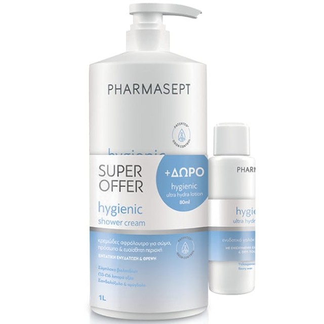 PHARMASEPT HYGIENIC ΚΡΕΜΩΔΕΣ ΑΦΡΟΛΟΥΤΡΟ ΓΙΑ ΣΩΜΑ ΠΡΟΣΩΠΟ & ΕΥΑΙΣΘΗΤΗ ΠΕΡΙΟΧΗ 1L + HYDRA LOTION 80ML