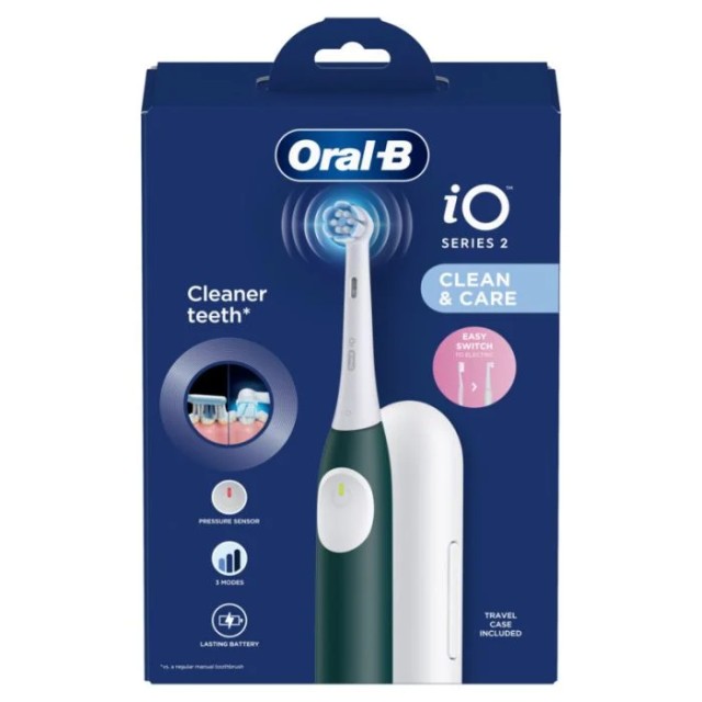 ORAL-B ΗΛΕΚΤΡΙΚΗ ΟΔΟΝΤΟΒΟΥΡΤΣΑ iO2 GREEN + ΘΗΚΗ ΤΑΞΙΔΙΟΥ 