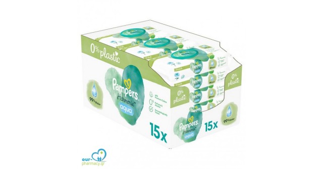 PAMPERS WIPES HARMONIE AQUA MEGA PACK 15 τμχ