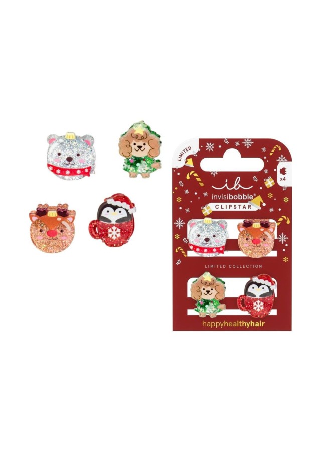 INVISIBOBBLE LIMITED EDITION CLIPSTAR KIDS HOLIDAYMANIA SPARKLE IN A CUP 4PCS