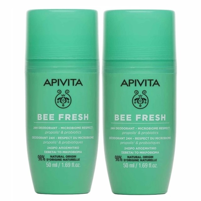 APIVITA BEE FRESH 24H DEODORANT MICROBIOME RESPECT 50mL x2  SPECIAL PRICE 