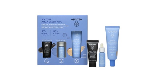 APIVITA PROMO AQUA BEELICIOUS ΛΕΠΤΟΡΕΥΣΤΗ ΚΡΕΜΑ SPF30 ΜΕ ΧΡΩΜΑ 40ML & ΔΩΡΟ BLACK DETOX JELLY CLEANSE