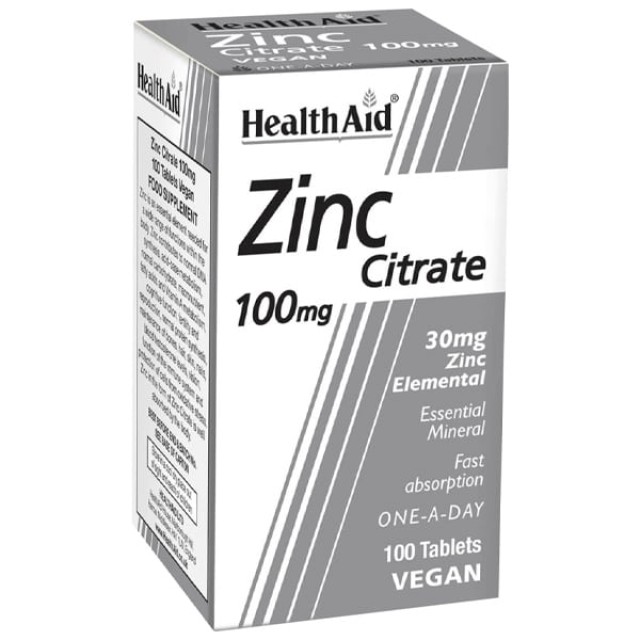 HEALTH AID ZINC CITRATE 100MG 100TABS