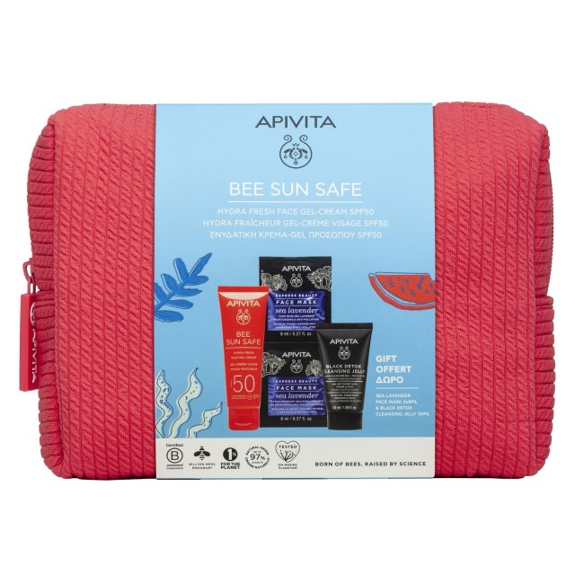APIVITA ΑΝΤΗΛΙΑΚΟ PROMO BEE SUN SAFE  ΕΝΥΔΑΤΙΚΗ ΚΡΕΜΑ - GEL ΠΡΟΣΩΠΟΥ SPF50 50ml + ΔΩΡΟ ΜΙΝΙ ΜΑΥΡΟ GE