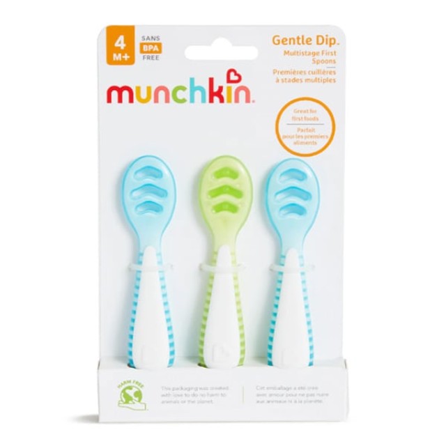 MUNCHKIN ΚΟΥΤΑΛΑΚΙΑ GENTLE DIP SELF-FEEDING SPOON (ΠΡΑΣΙΝΟ-ΜΠΛΕ) 3 ΤΜΧ 