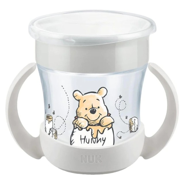 NUK MINI MAGIC CUP 6M+ ΜΕ ΧΕΙΛΟΣ & ΚΑΠΑΚΙ WINNIE ΓΚΡΙ 160ML 