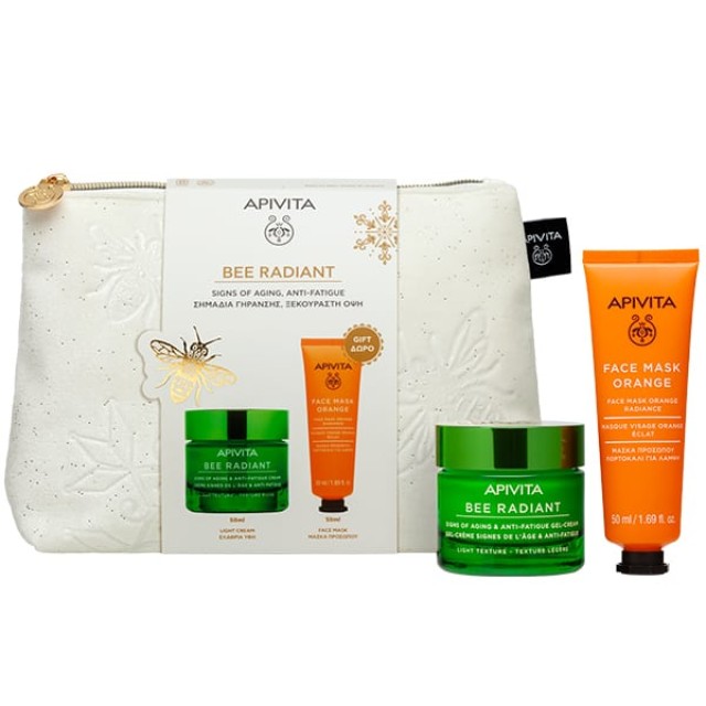 APIVITA PROMO BEE RADIANT LIGHT CREAM 50mL & ΔΩΡΟ FACE MASK ORANGE 50mL 