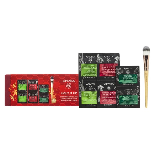 APIVITA PROMO LIGHT IT UP EXPRESS MASKS ΑΛΟΗ & ΡΟΔΙ & GINGKO BILOBA & ΔΩΡΟ ΠΙΝΕΛΟ ΕΦΑΡΜΟΓΗΣ ΜΑΣΚΑΣ Π