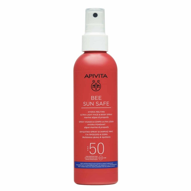 APIVITA BEE SUN SAFE ΕΝΥΔΑΤΙΚΟ SPRAY ΕΛΑΦΡΙΑΣ ΥΦΗΣ ΓΙΑ ΠΡΟΣΩΠΟ & ΣΩΜΑ SPF50 200ML