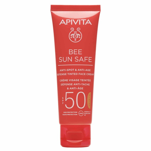 APIVITA BEE SUN SAFE ΚΡΕΜΑ ΠΡΟΣΩΠΟΥ ΚΑΤΑ ΤΩΝ ΠΑΝΑΔΩΝ & ΤΩΝ ΡΥΤΙΔΩΝ ΜΕ ΧΡΩΜΑ SPF50 50ML