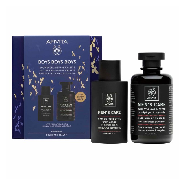 APIVITA ΠΑΚΕΤΟ BOYS BOYS BOYS : EAU DE TOILETTE ΚΕΔΡΟ+ΚΑΡΔΑΜΟ 100ml & ΔΩΡΟ ΣΑΜΠΟΥΑΝ ΑΦΡΟΛΟΥΤΡΟ 250ml