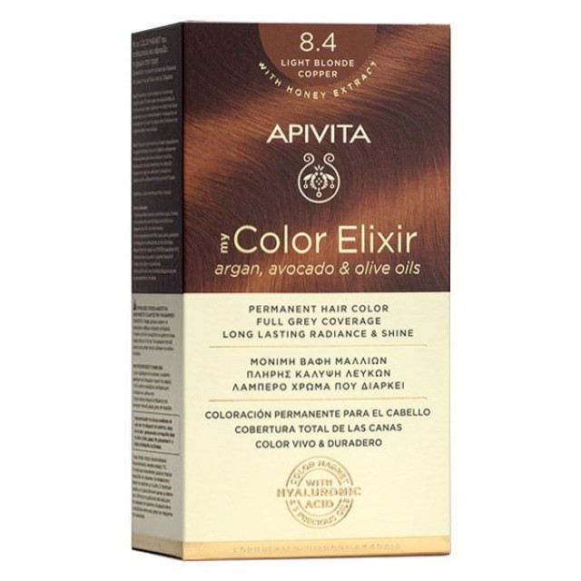 APIVITA ΒΑΦΗ ΜΥ COLOR ELIXIR N8,4 ΞΑΝΘΟ ΑΝΟΙΧΤΟ ΧΑΛΚΙΝΟ 50&75ml  