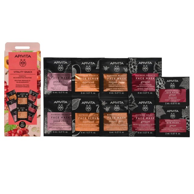APIVITA VITALITY SNACK MASKS ΜΗΝΙΑΙΑ ΡΟΥΤΙΝΑ ΑΝΑΖΩΟΓΟΝΗΣΗΣ 4+1 ΔΩΡΟ