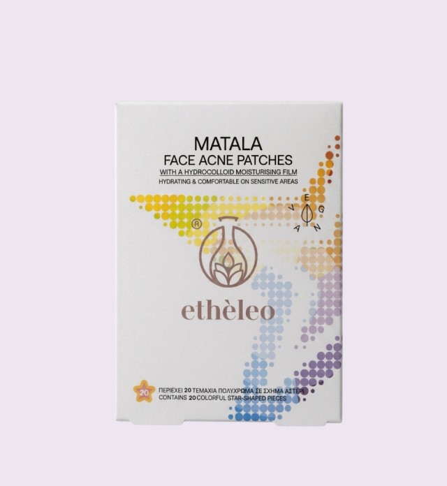 ETHELEO MATALA FACE ACNE PATCHES WITH A HYDROCOLLOID MOISTURISING FILM 20 COLOROFUL STARS