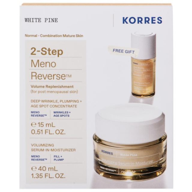 KORRES  WHITE PINE 2-STEP MENO REVERSE VOLUMIZIMG SERUM-IN-MOISTURIZER 40ml+VOLUME REPLENISHMENT SER