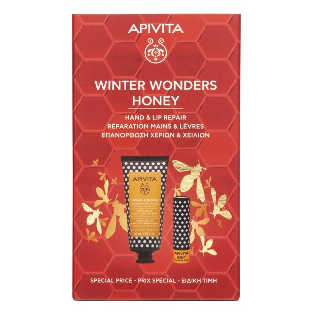 APIVITA PROMO WINTER WONDERS HONEY ΚΡΕΜΑ ΧΕΡΙΩΝ ΕΝΤΑΤΙΚΗΣ ΕΝΥΔΑΤΩΣΗΣ ME ΜΕΛΙ ΥΑΛΟΥΡΟΝΙΚΟ ΟΞΥ 50mL & 