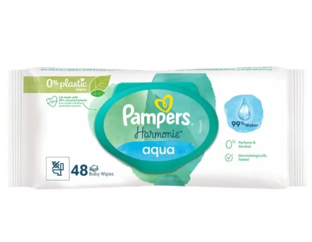 PAMPERS ΜΩΡΟΜΑΝΤΗΛΑ HARMONIE AQUA 48τμχ SPECIAL PRICE