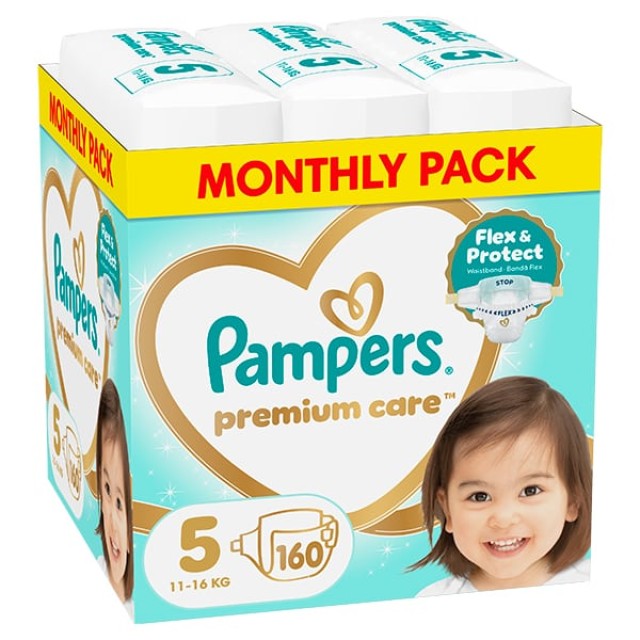 PAMPERS PREMIUM CARE ΜΕΓΕΘΟΣ 5 (11-16 kg) MEGA PACK 160 τμχ