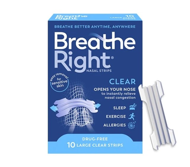 BREATHE RIGHT ΡΙΝΙΚΕΣ ΤΑΙΝΙΕΣ CLEAR SM-MED X10  